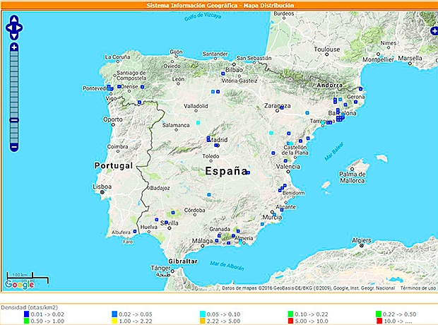 Citas en la base de datos de Biodiversidad Virtual, en diciembre de 2016.